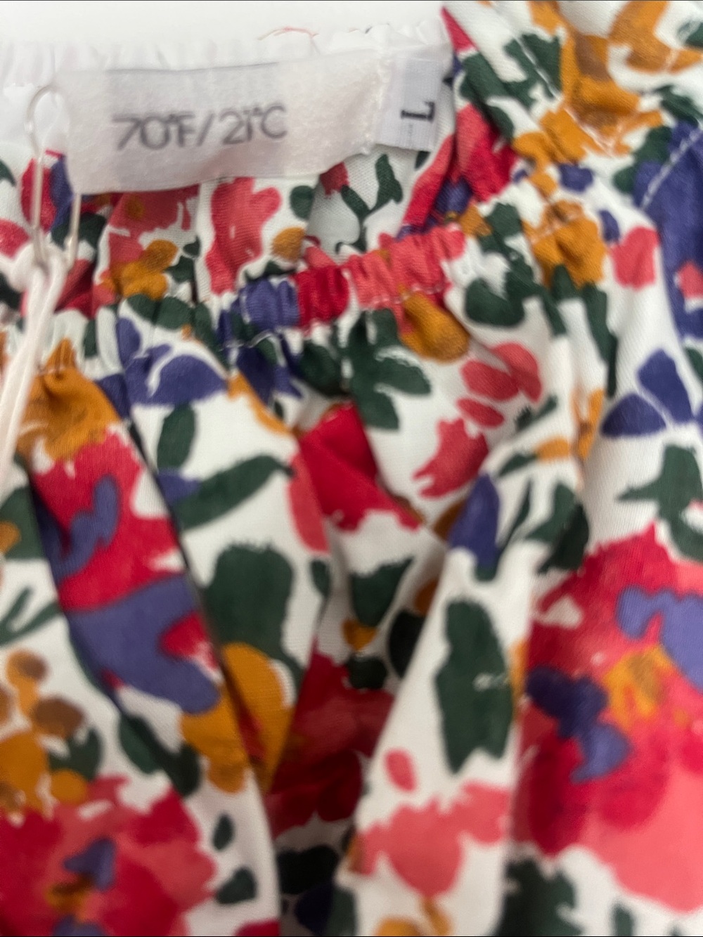 70/21 Floral Puff-Sleeve Mini Dress in Red, Yellow, Blue - Picture 3 of 8